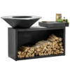 OFYR Island Black 85-100 Vuurkorf - Barbecue Met Meubel En Plank Van Donkergrijs Keramiek -Big Green Egg oib 100 100 cd