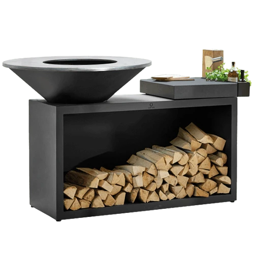 OFYR Island Black 100-100 Vuurkorf - Barbecue Met Meubel En Plank Van Donkergrijs Keramiek 3 OFYR Island Black 100-100 Vuurkorf - Barbecue Met Meubel En Plank Van Donkergrijs Keramiek